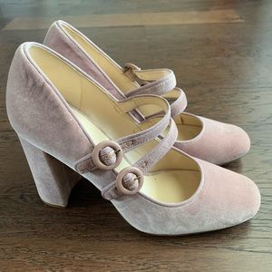 Nine West Blush Velvet Mary Jane Pumps